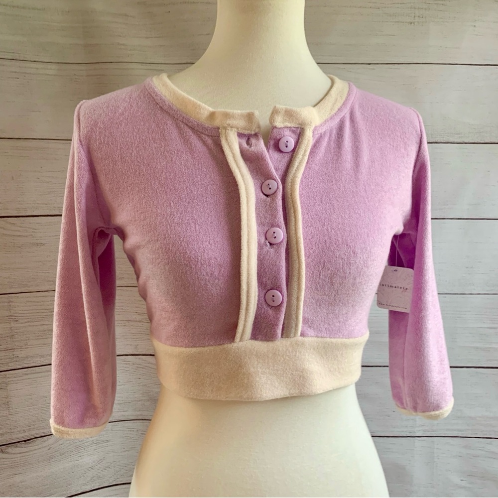 Pastiche Jeans x Free People Jules Cropped Top. NWT. Medium. Lavender & Cream.